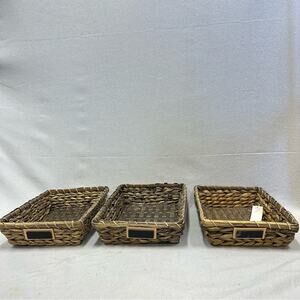 Set‎ of 3 Farmhouse Chic seagrass woven baskets w/ chalkboard labels Hobby Lobby